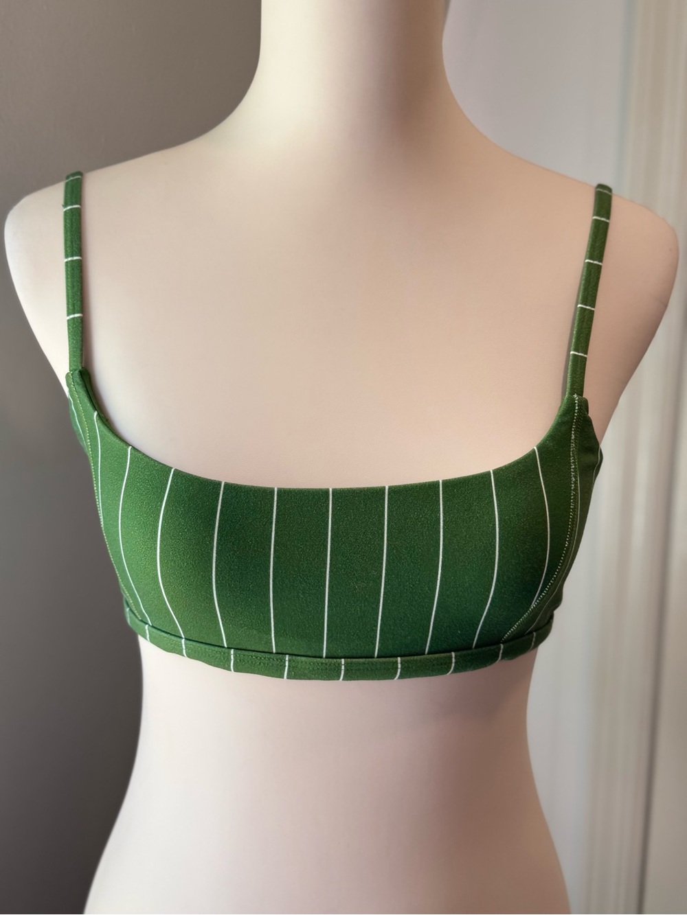 WEWOREWHAT | Green/White Pinstripe Cami Bra Top | Size Small